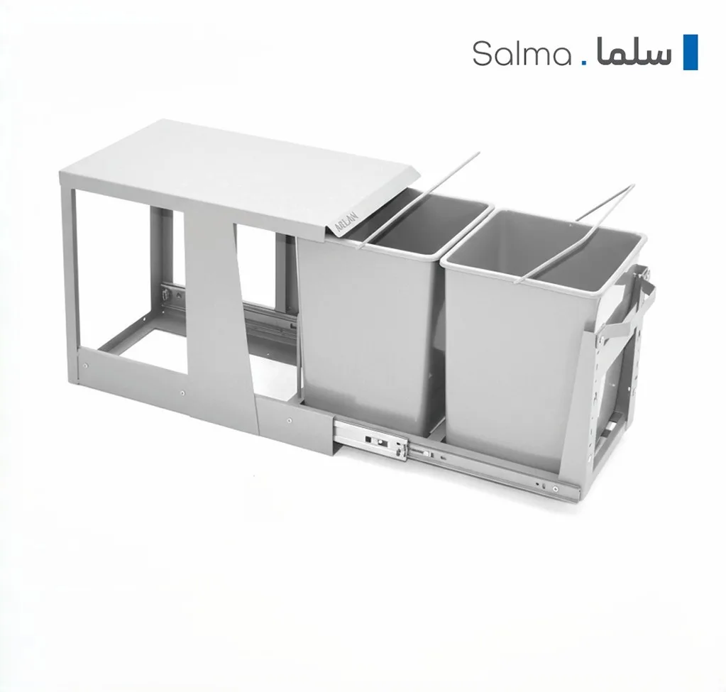 سطل زباله دومخزنه کوچک ریل کف
